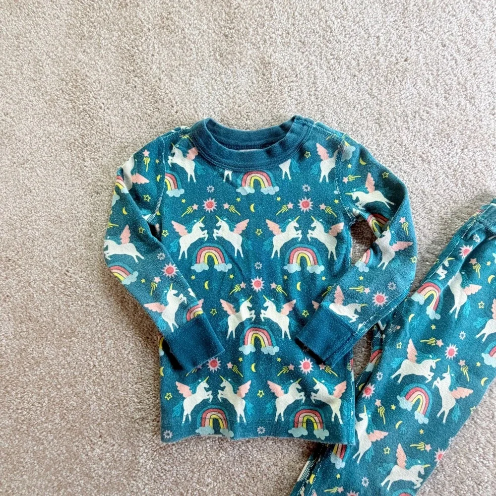 Hanna Andersson Rainbow Unicorn‎ Kids Long John Pajama Set - size 3T (90cm)